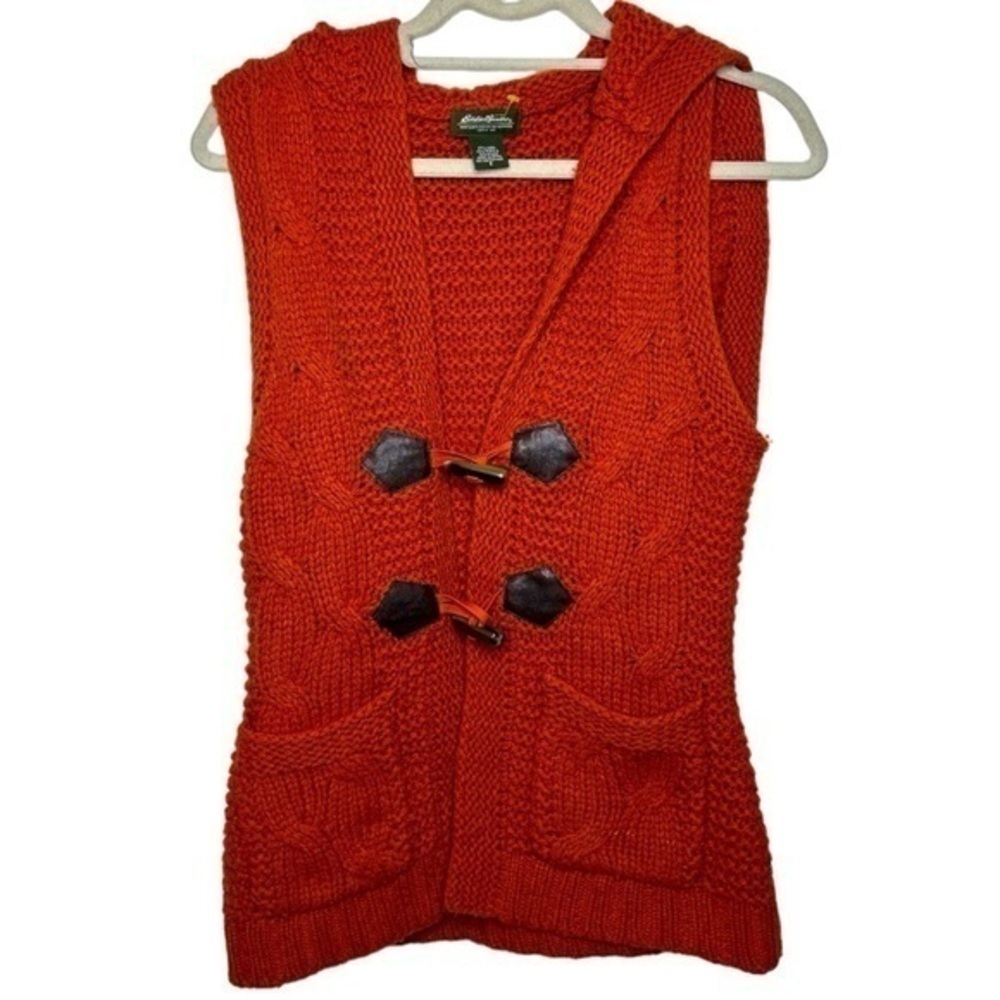 Eddie Bauer Wool Knit Vest Orange Size Small